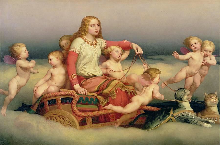 Freyja_and_cats_and_angels_by_Blommer.jpg